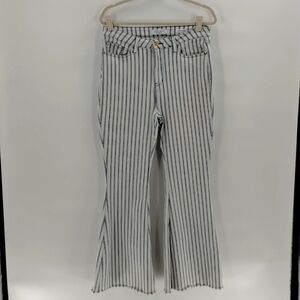 Judy Blue super flare pin striped jeans size 13 31 stretch raw hem denim
